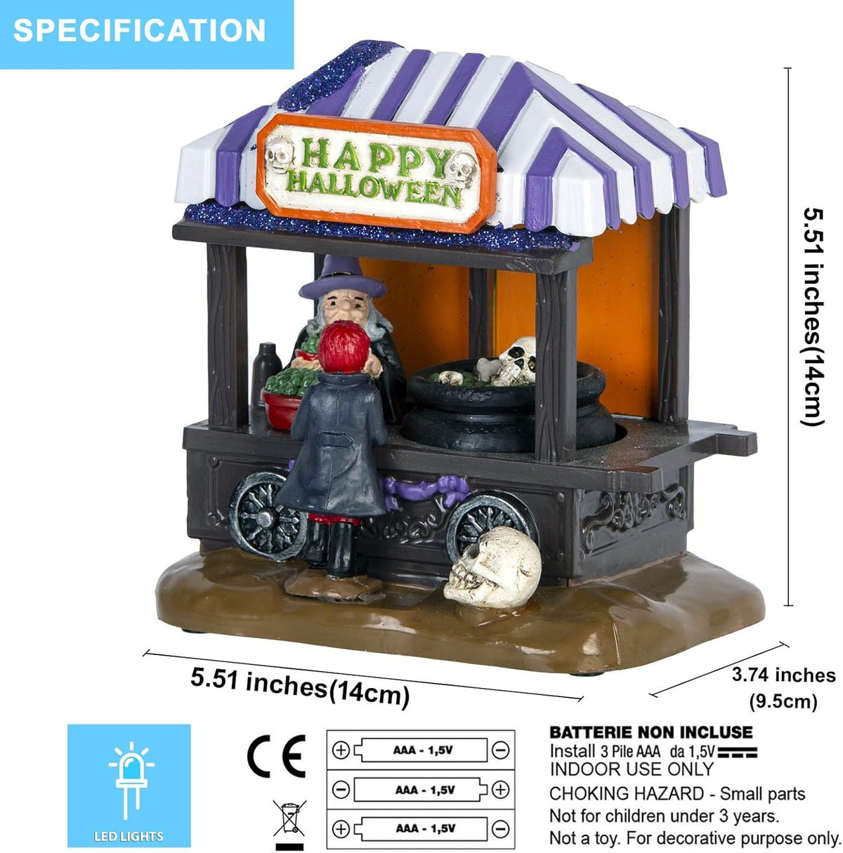 Halloween Village Animated Cauldron Witch Stall with Music and LED lights - product image 3