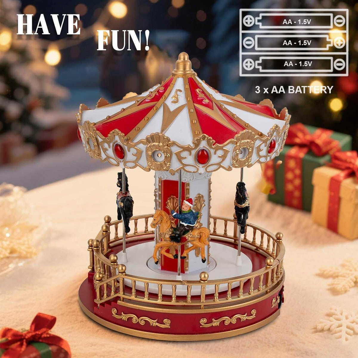 Christmas Village Animated Carousel with LED Lights & Music - product image 5