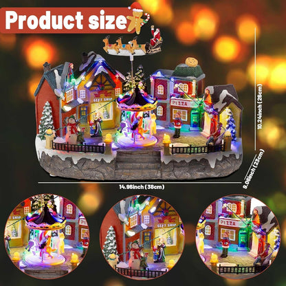 Christmas Village Musical Town Square with Rotating Carousel & Santa Sleigh - product image 5