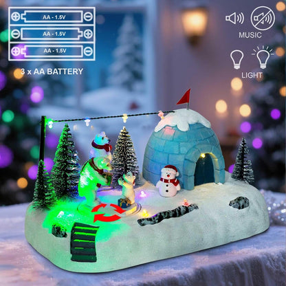 Christmas Village Animated Polar Bear Igloo with LED Light String ＆ Music - product image 5