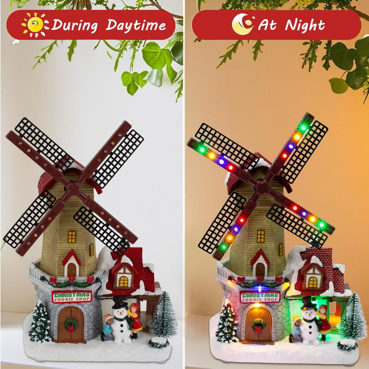 Christmas Village Animated Windmill Cookie Shop with Rotating Sails - product image 5