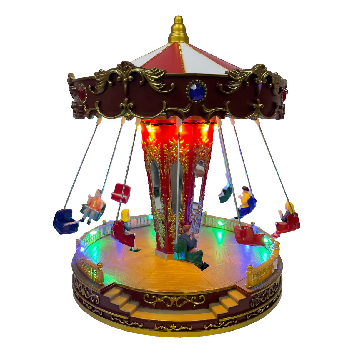 Christmas Village Carousel Lighted Musical Rotating Swing Ride Decoration - product image 2