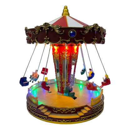 Christmas Village Carousel Lighted Musical Rotating Swing Ride Decoration - product image 2