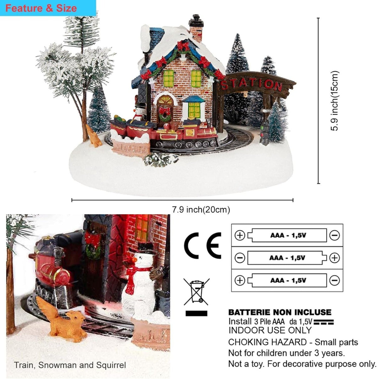 Christmas Village Animated Train Station With LED Lights ＆ Music - product image 3
