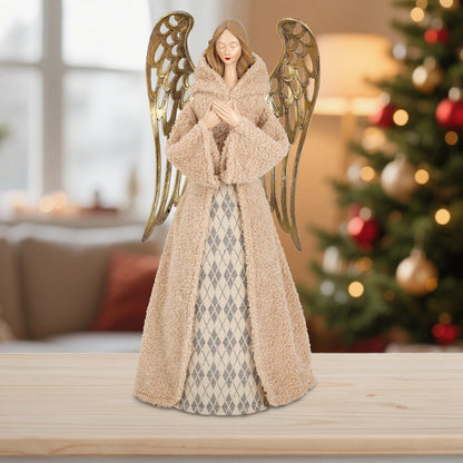 Christmas 21.6" Fabric Light Up Angel Figurine with Gold Wings - product image 5