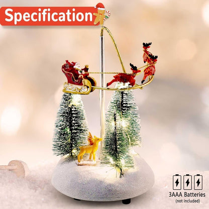 Christmas Village Music Flying Santa Sleigh & Reindeer with LED Trees - product image 6