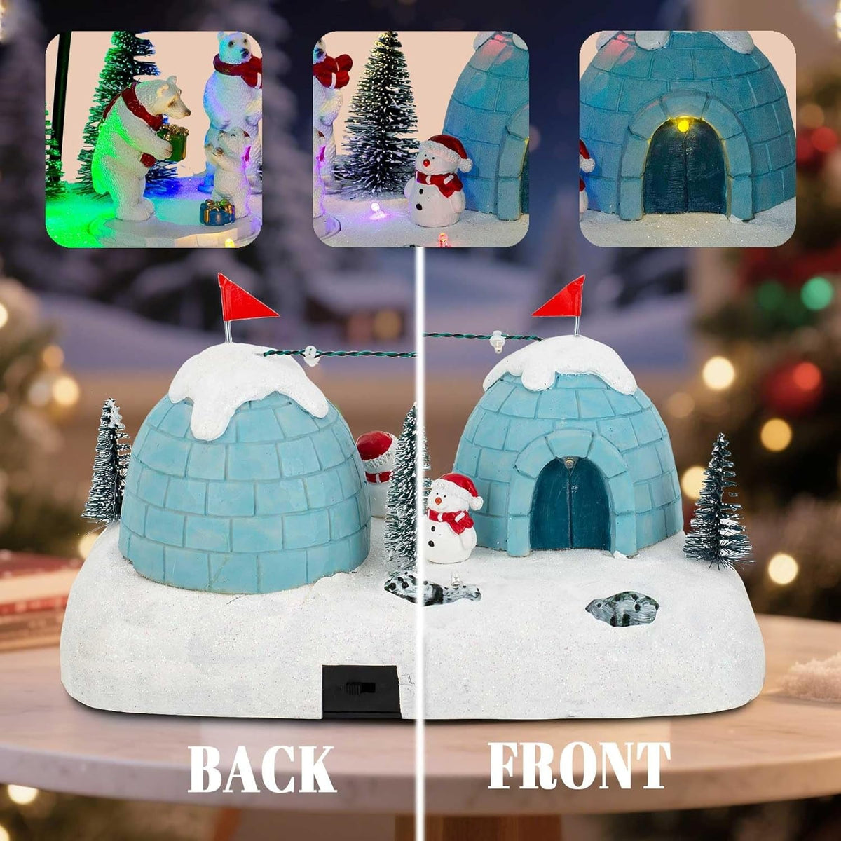 Christmas Village Animated Polar Bear Igloo with LED Light String ＆ Music - product image 4