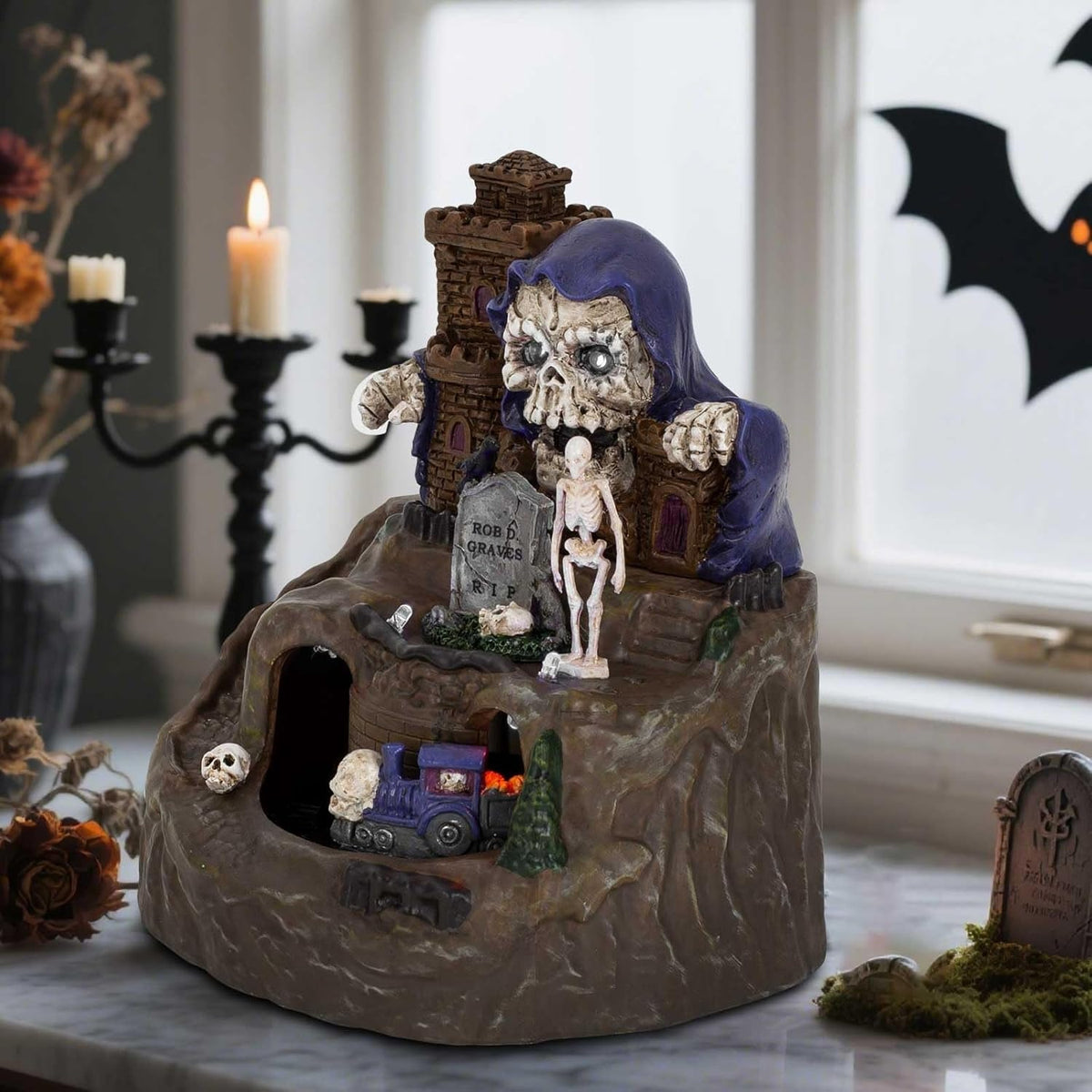Halloween Village Animated Castle with Rotating Skeleton Train & Spooky Music - product image 4