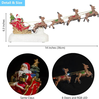 Christmas 14" Lighted Santa Sleigh with 8 Flying Reindeer & RGB LEDs - product image 6