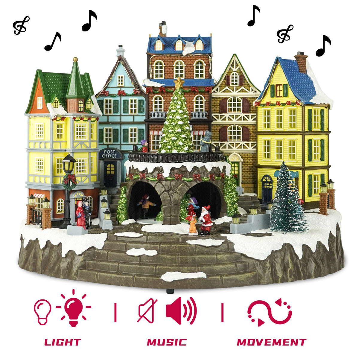 Christmas Village Musical Holiday Town Scene With Moving Tree ＆ Children - product image 2