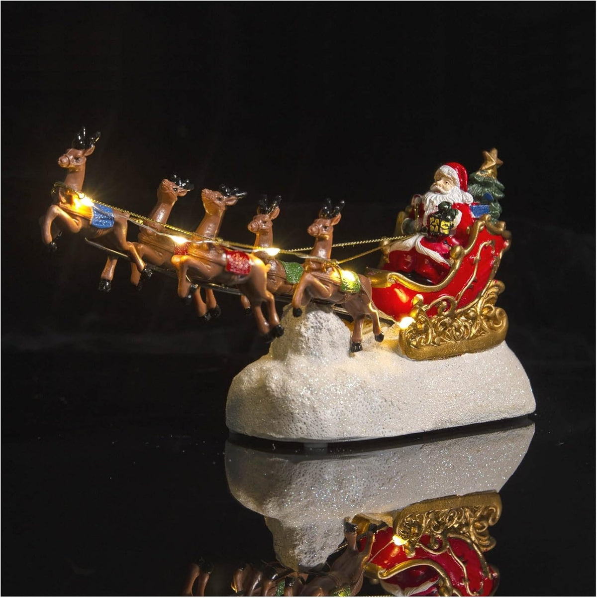 Christmas Lighted Santa Claus Sleigh with 5 Reindeers Flying - product image 5