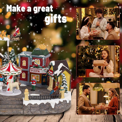 Christmas Village Musical Town Square with Rotating Carousel & Santa Sleigh - product image 6