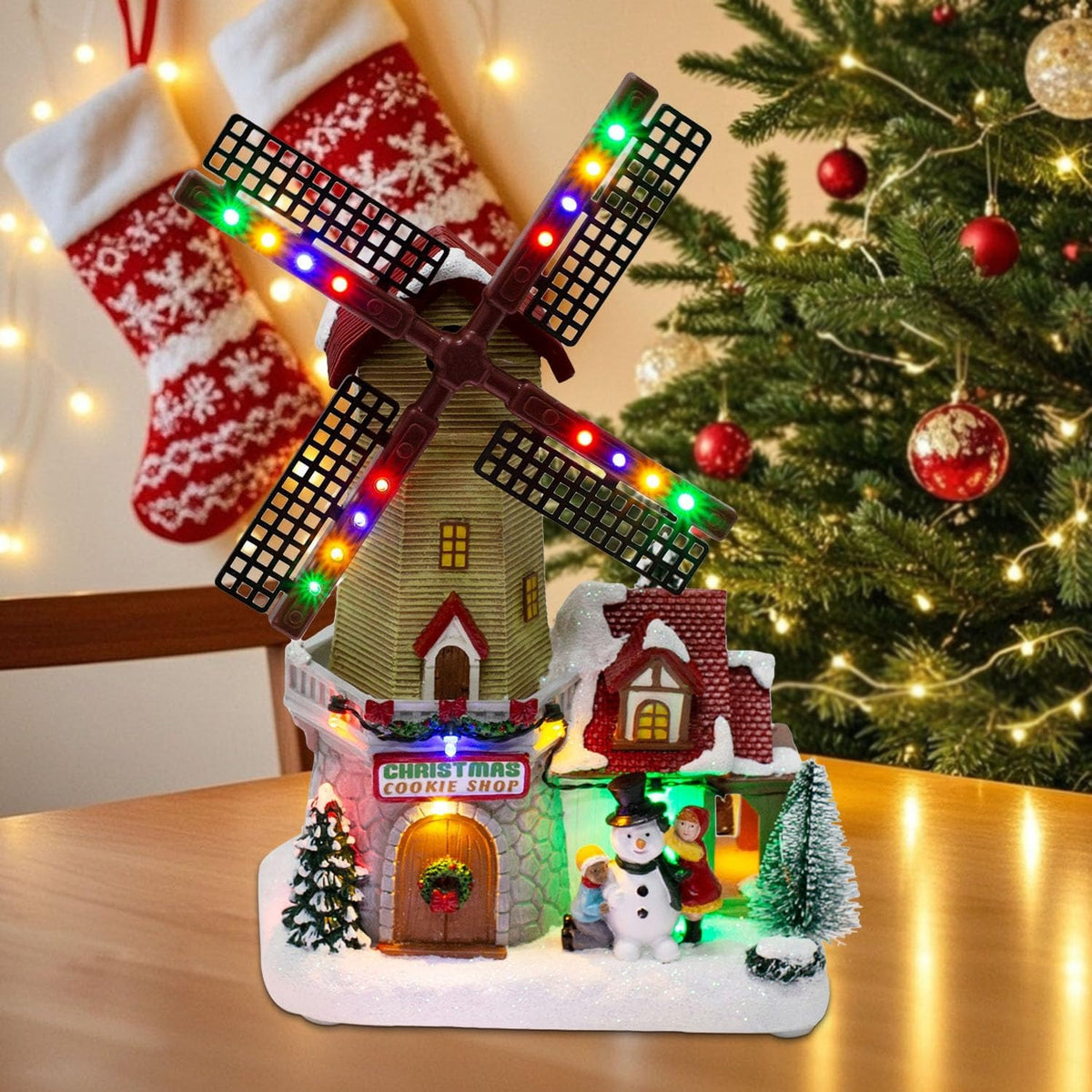 Christmas Village Animated Windmill Cookie Shop with Rotating Sails - product image 6