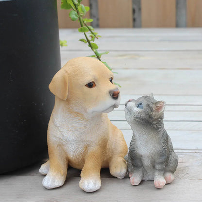 Resin Puppy and Kitten Figurines Cute Dog Cat Garden Statue Set - product image 2
