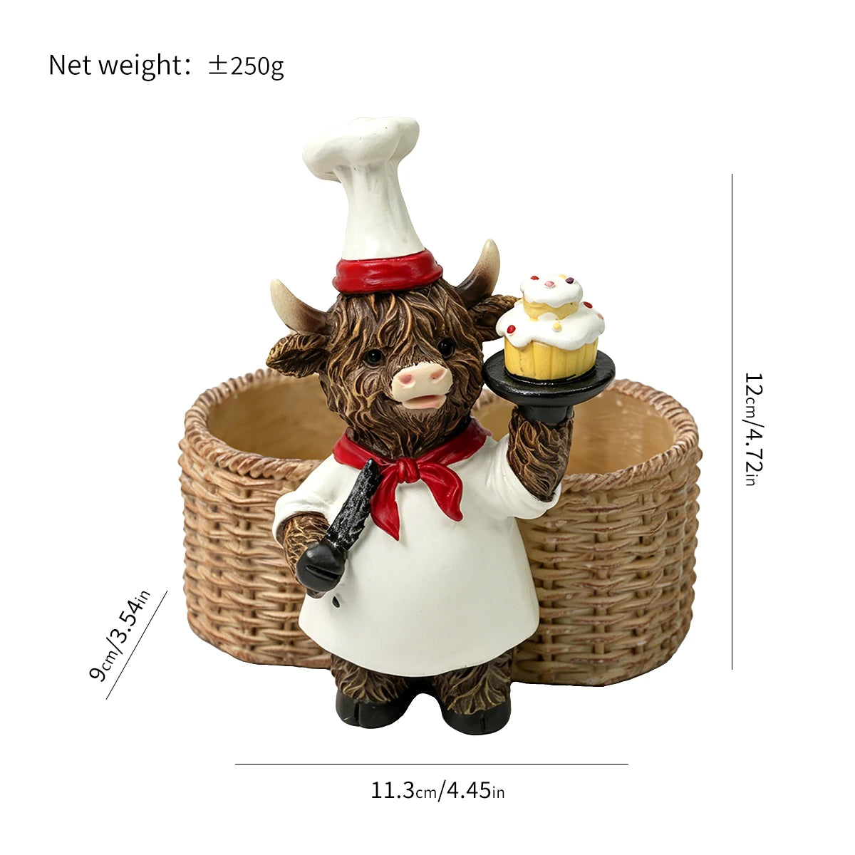 Cute Highland Cow Chef Resin Kitchen Utensil Holder & Organizer Decor - product image 4