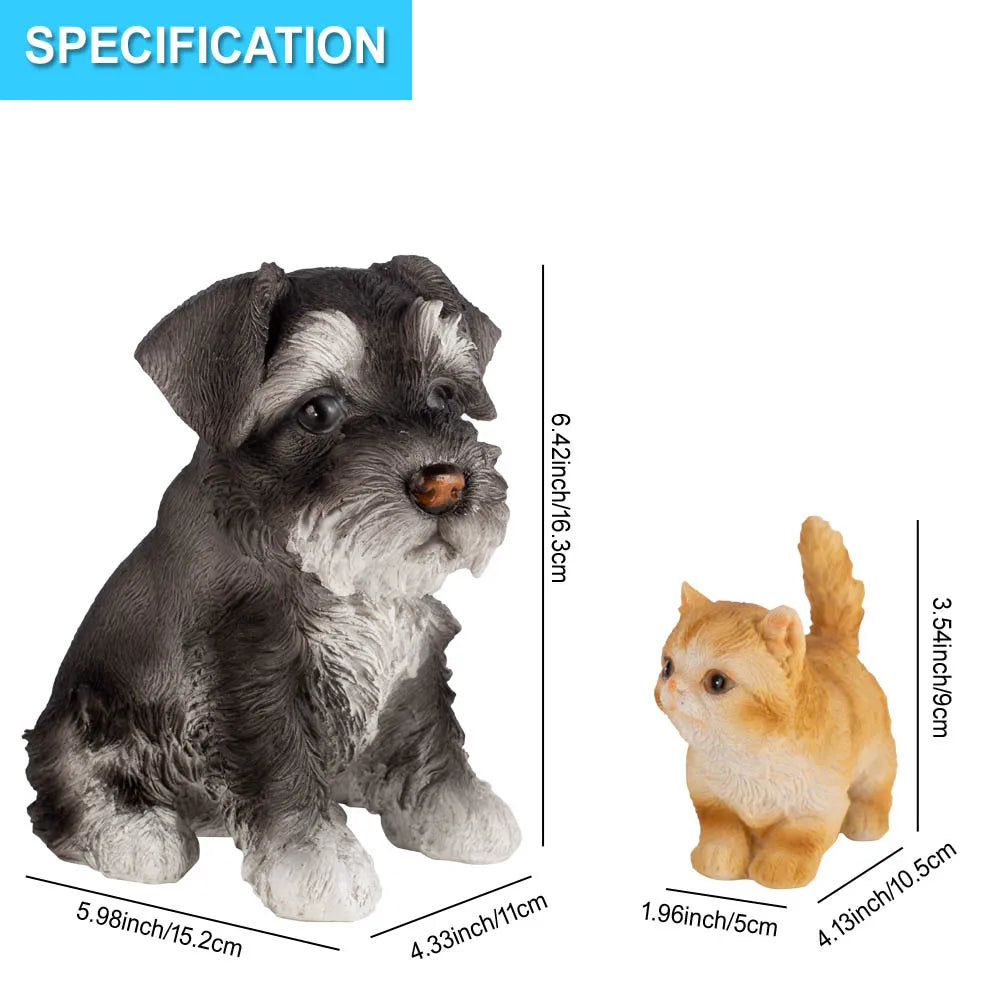 Mini Schnauzer and Ginger Kitten Figurine Set – Resin Garden Decor Statues - product image 3