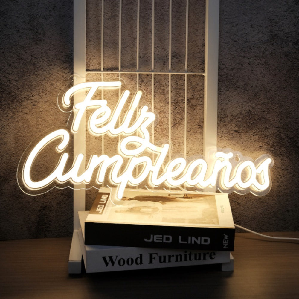 LED Neon Sign Feliz Cumpleaños Spanish Happy Birthday Light Decor for Party & Events - product image 2