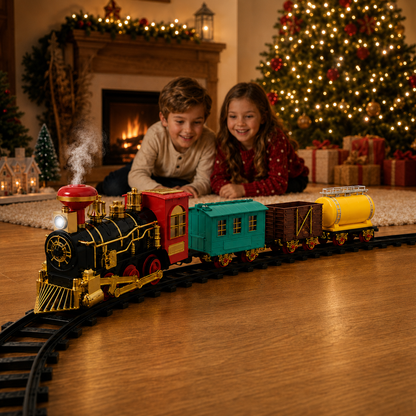 Classic Electric Train Set with Light, Sound & Smoke – 4-Piece Railway Toy - product image 2