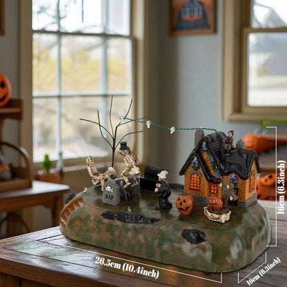 Halloween Musical Village with Moving Seesaw Skeletons & LED Lights - product image 3