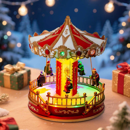 Christmas Village Animated Carousel with LED Lights & Music - product image 6