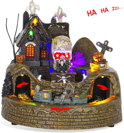 Halloween Spooky Village Animated Castle with Rotating Skeleton Train & LED Lights - product image 5
