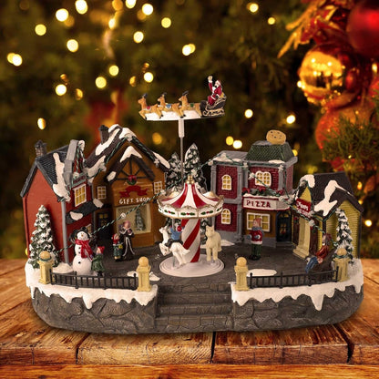 Christmas Village Musical Town Square with Rotating Carousel & Santa Sleigh - product image 7