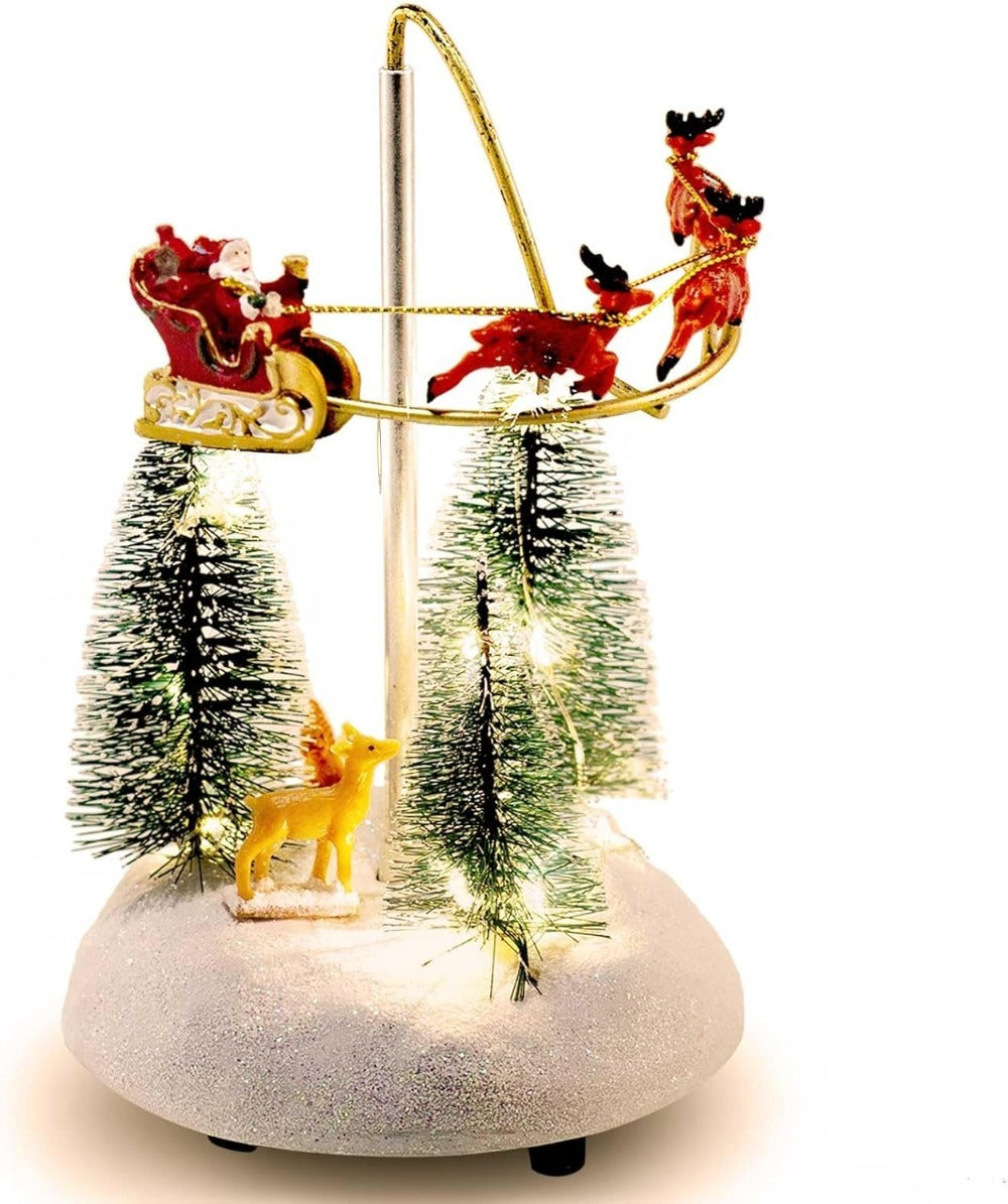 Christmas Village Music Flying Santa Sleigh & Reindeer with LED Trees - product image 2
