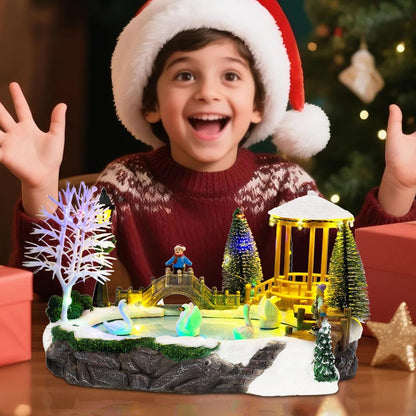 Christmas Village Musical Pond with Moving Swans & LED Lights - product image 6