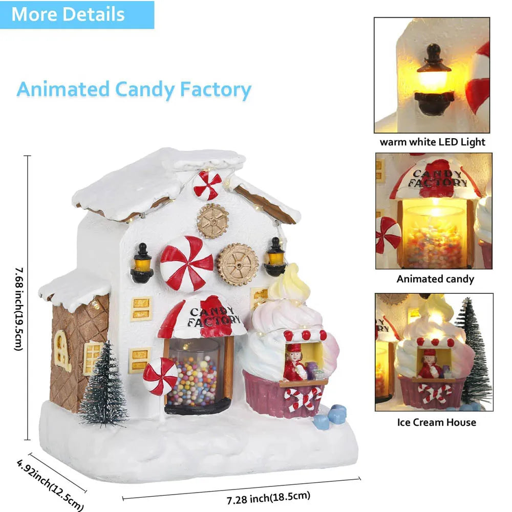 Christmas Village Musical Candy Factory with Rotating Sweets & LEDs - product image 3