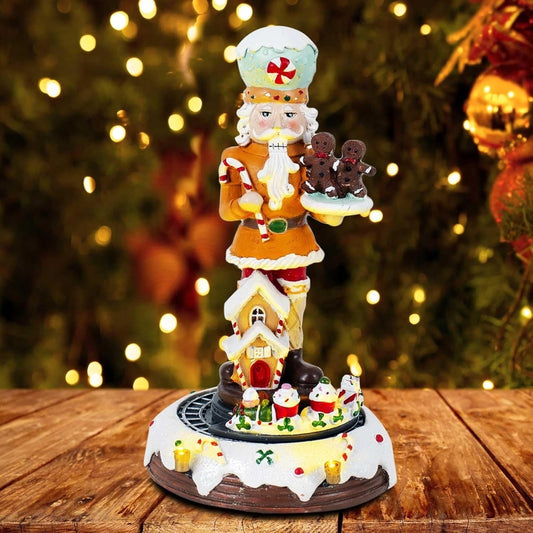 Christmas Animated Gingerbread Nutcracker with Rotating Train ＆ Music