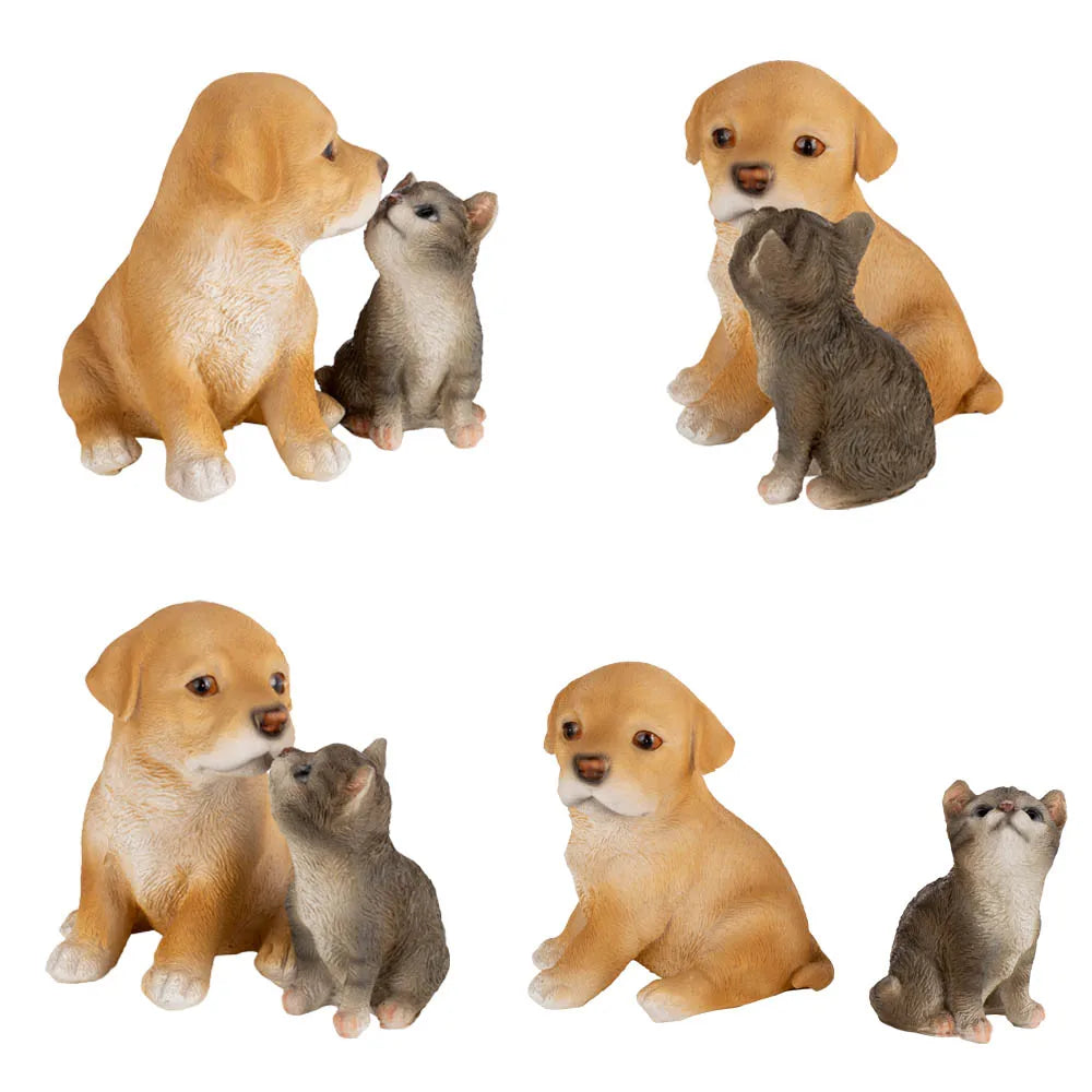 Resin Puppy and Kitten Figurines Cute Dog Cat Garden Statue Set - product image 3