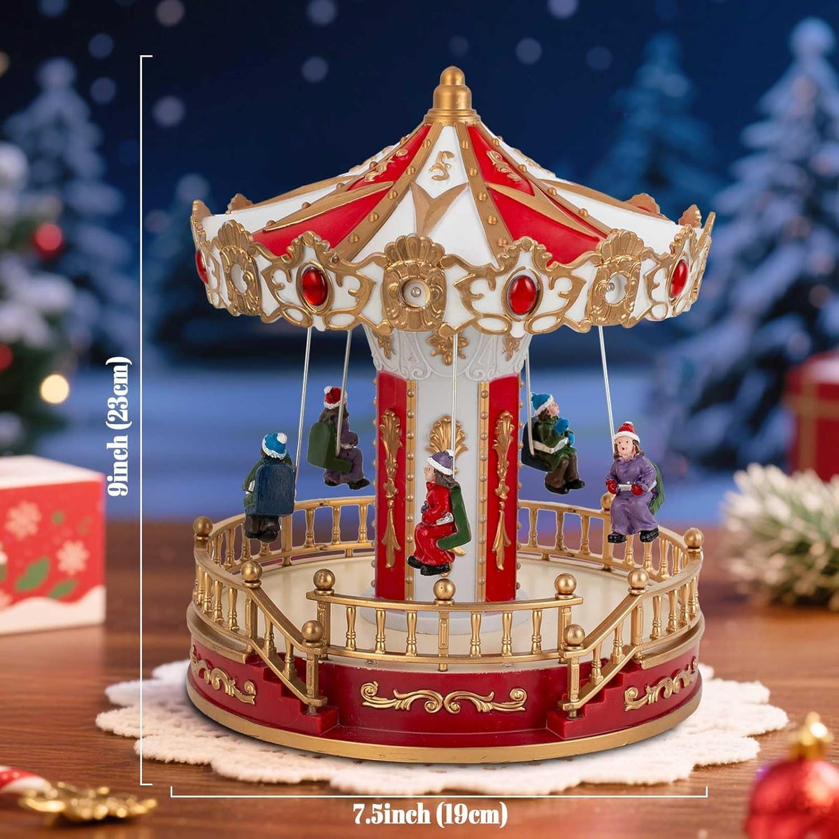 Christmas Village Animated Carousel with LED Lights & Music - product image 7