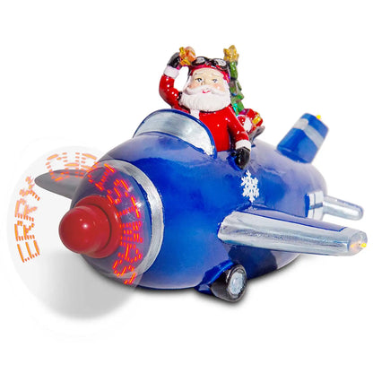 Christmas LED Rotating Santa Claus Airplane Tabletop Decor with "Merry Christmas" Light Effect - product image 2