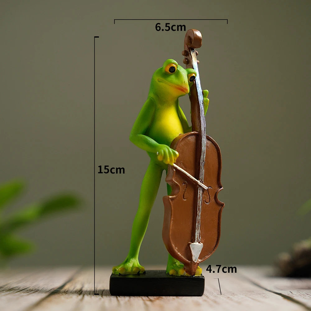 Funny Musical Frog Figurine for Fairy Garden Decor – Bass, Violin, Cello & Saxophone - product image 7