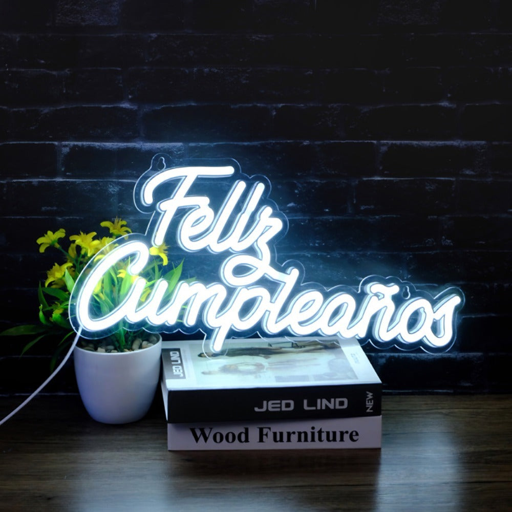 LED Neon Sign Feliz Cumpleaños Spanish Happy Birthday Light Decor for Party & Events - product image 3