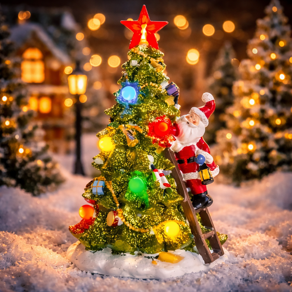 Christmas LED Lighted Tree with Climbing Santa & Star Topper