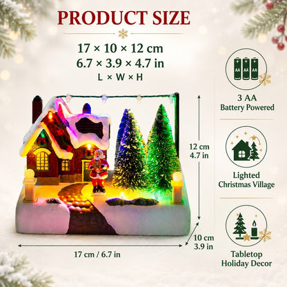 innodept12 Christmas village decoration measuring 17 × 10 × 12 cm with 3 AA battery power