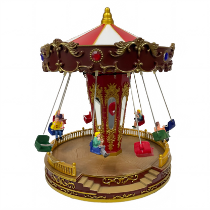 Christmas Village Carousel Lighted Musical Rotating Swing Ride Decoration - product image 7