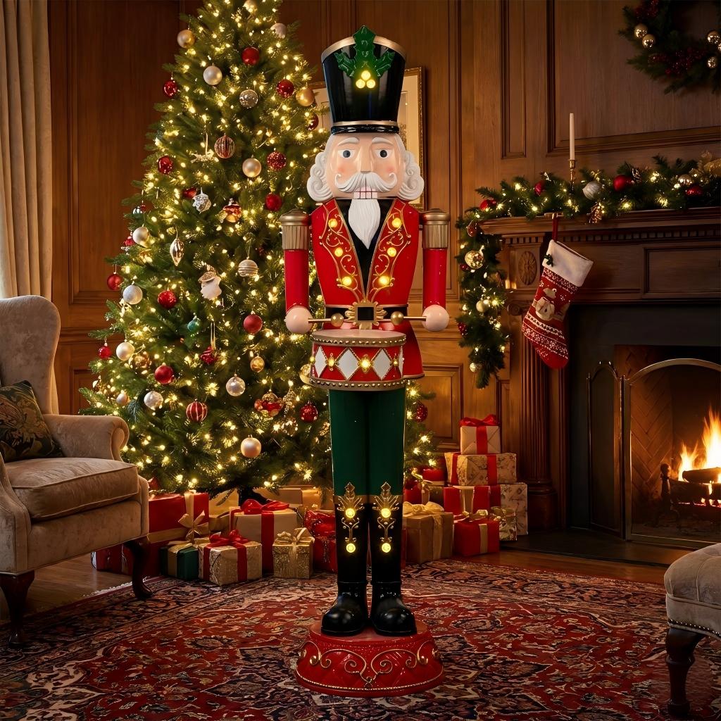 Christmas Life-Size 6ft LED Lighted Nutcracker Drummer With Music, Floor Standing Decoration - product image 4