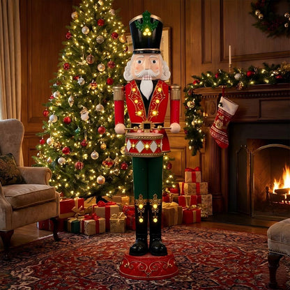 Christmas Life-Size 6ft LED Lighted Nutcracker Drummer With Music, Floor Standing Decoration - product image 4