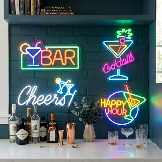 Bar & Cocktail LED Neon Sign Multi-Style Night Light Decor for Home Bar, Pub & Party