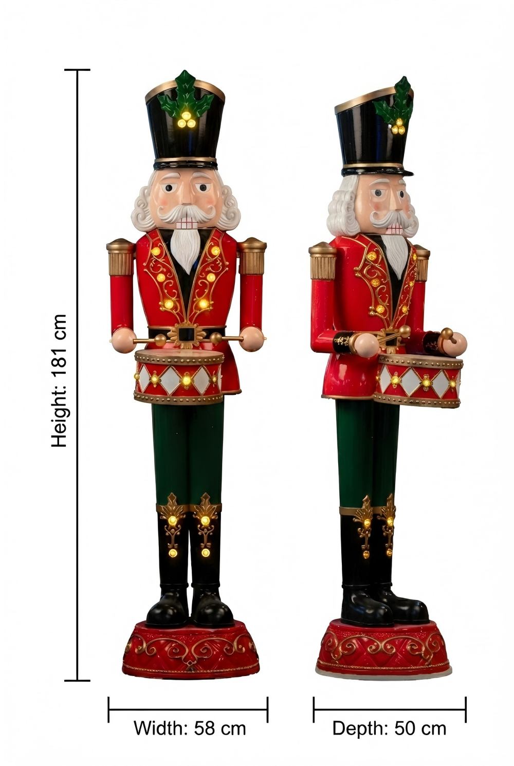 Christmas Life-Size 6ft LED Lighted Nutcracker Drummer With Music, Floor Standing Decoration - product image 3