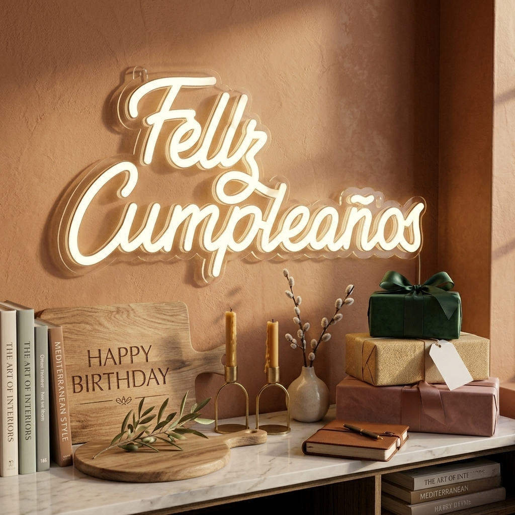 LED Neon Sign Feliz Cumpleaños Spanish Happy Birthday Light Decor for Party & Events