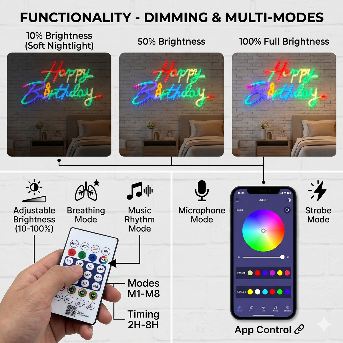 Multi-Functional Smart Control RGB LED Neon Sign For Home Events Decor - product image 9