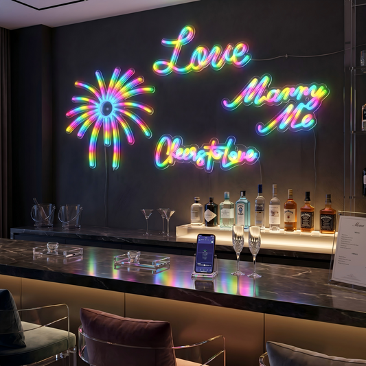 Multi-Functional Smart Control RGB LED Neon Sign For Home Events Decor