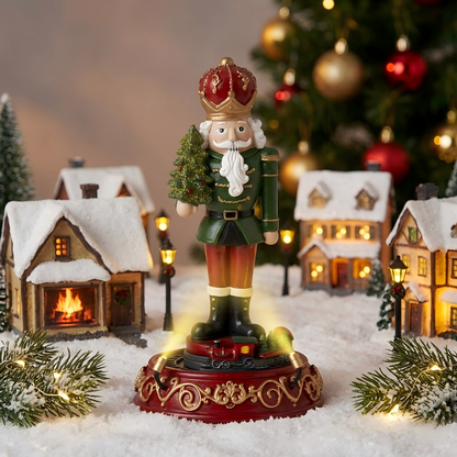 Christmas Musical Nutcracker With Rotating Train ＆ LED Lights