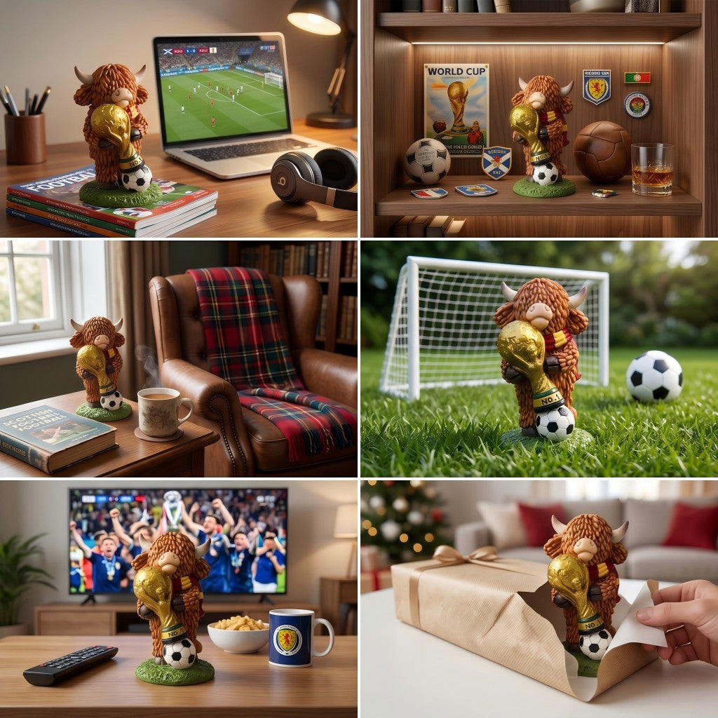 Champion Highland Cow Football Trophy Figurine for Home & Garden Decor - product image 5
