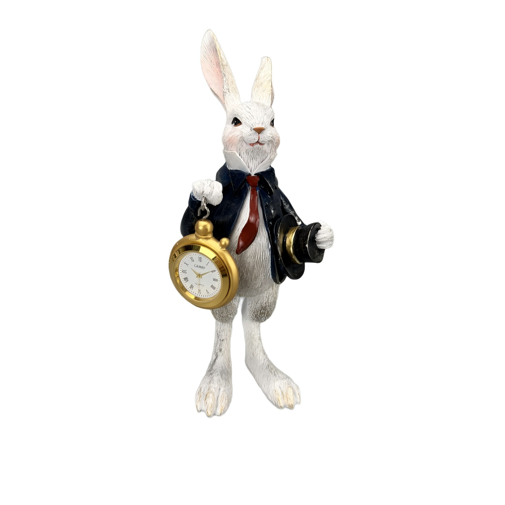 White Rabbit Pocket Watch Figurine Resin Statue for Home Decor - product image 4