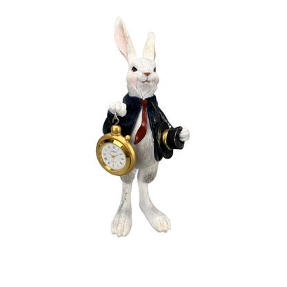 White Rabbit Pocket Watch Figurine Resin Statue for Home Decor - product image 4