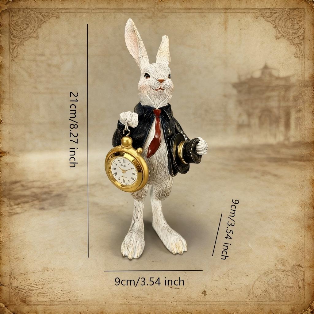 White Rabbit Pocket Watch Figurine Resin Statue for Home Decor - product image 3